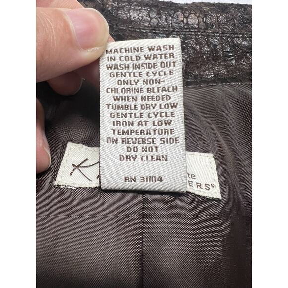 Womens Kim Rogers Jacket PL Brown Reptile Zippered Collared Faux Pockets - Picture 9 of 12